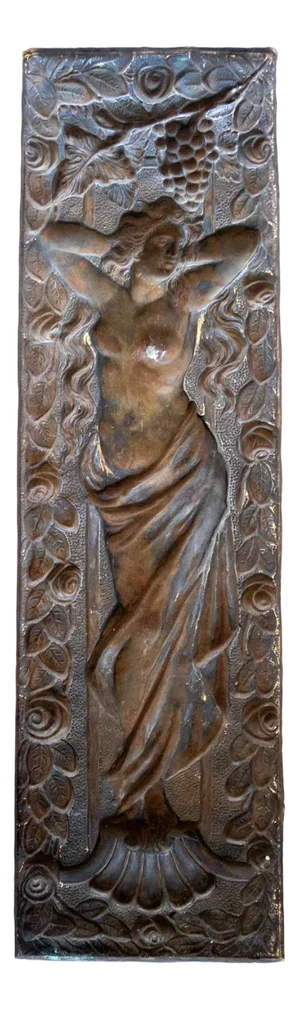 Jugendstil Brass Relief with Floral Motif, 1908