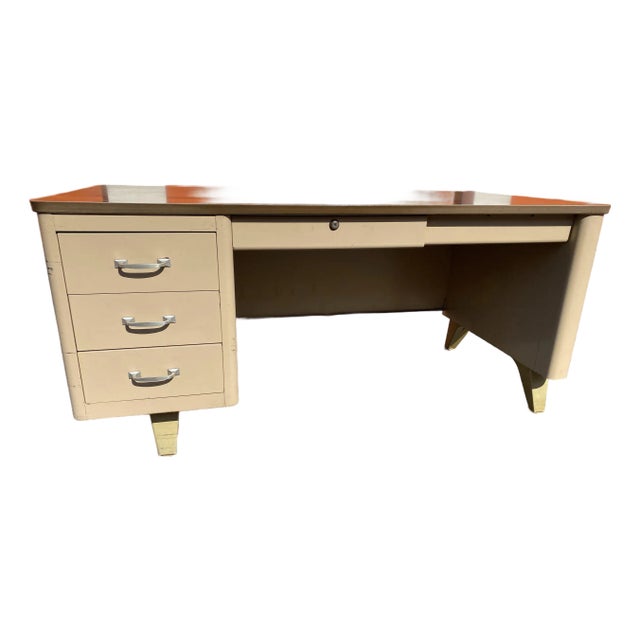 Vintage Mid Century Modern Cole Steel Tanker Desk For Sale