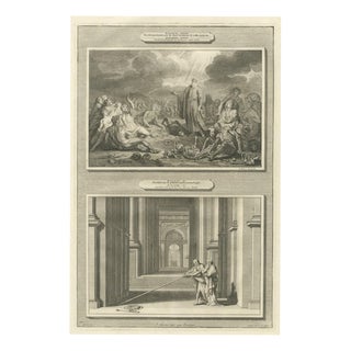 Pieter Mortier, Ezekiel in the Valley of Dry Bones and the New Temple, 1700, Engraving For Sale