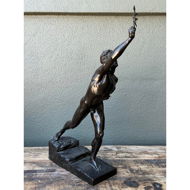 Metal Vintage Max Kruse “Messenger of Victory” Bronze Sculpture of Man For Sale - Image 7 of 12