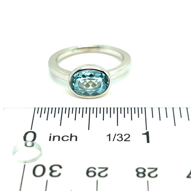 Natural Aquamarine Ring 6.5 14k W Gold 1.64 TCW Certified For Sale - Image 13 of 14