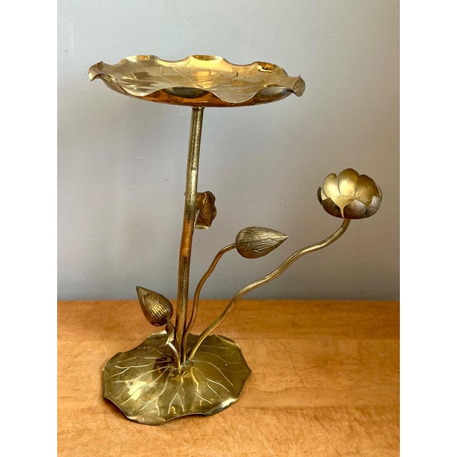 Vintage Carole Stupell Brass Lotus Leaf Accent Table For Sale - Image 11 of 14