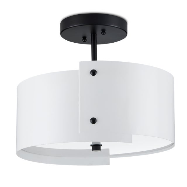 Clarence Mallari designed the Ritsu White Semi-Flush. Inspired by Japanese origami, he wrapped the white ceiling light in...