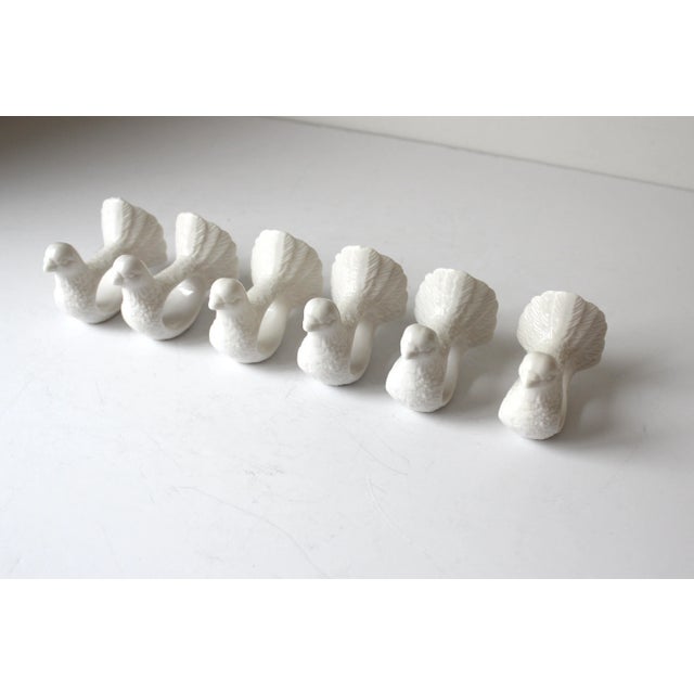 Ceramic Vintage White Porcelain Dove Napkin Rings- Set of 6 For Sale - Image 7 of 10