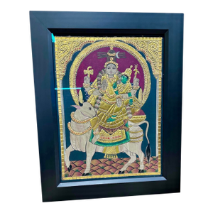 1950s Tanjore Painting Shiva Parvati