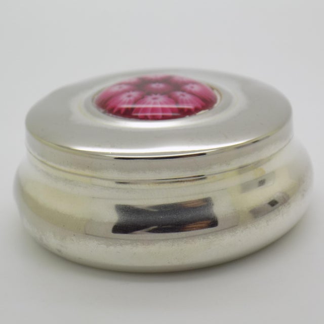 1980s Vintage Italian Handmade Genuine Silver & Murrina Glass Pill Snuff Trinket Decorative Box For Sale - Image 5 of 12
