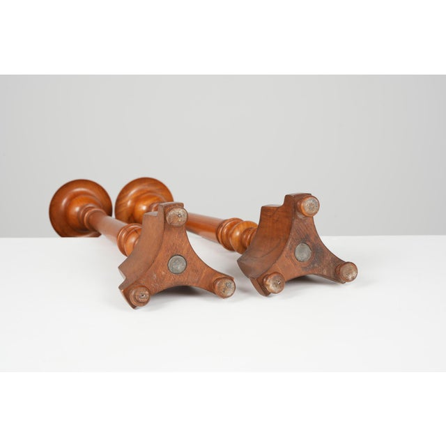 19th Century French Turned Wood Candlesticks, Set of 2 For Sale - Image 5 of 6