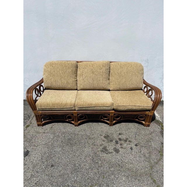Boho Chic Late 20th Century Rattan Sofa For Sale - Image 3 of 10