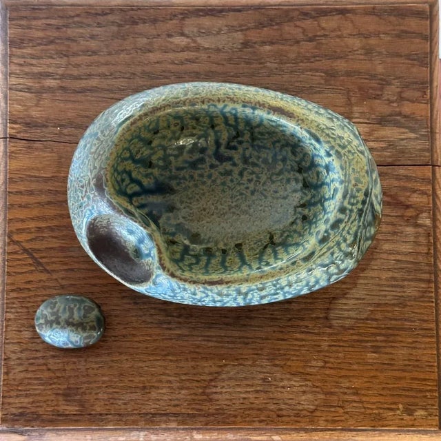 Ceramic Reid Ozaki Ikebana Series Green Glazed Pottery For Sale - Image 7 of 8