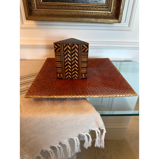 Vintage Woven Leather Tray For Sale - Image 9 of 16