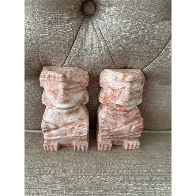 Tribal Vintage Tribal Pink Marble Bookends - A Pair For Sale - Image 3 of 9