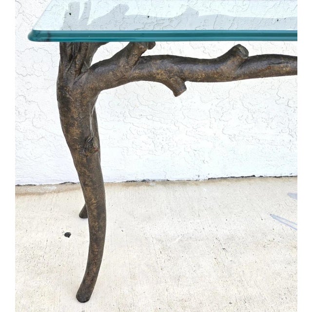 Metal Patinated Bronze Faux Bois Branch Console Table Attributed to Carl Gillberg For Sale - Image 7 of 12