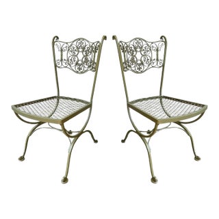 1960s Russell Woodard Andalusian Iron Patio Chairs - Set of 2, Attributed For Sale