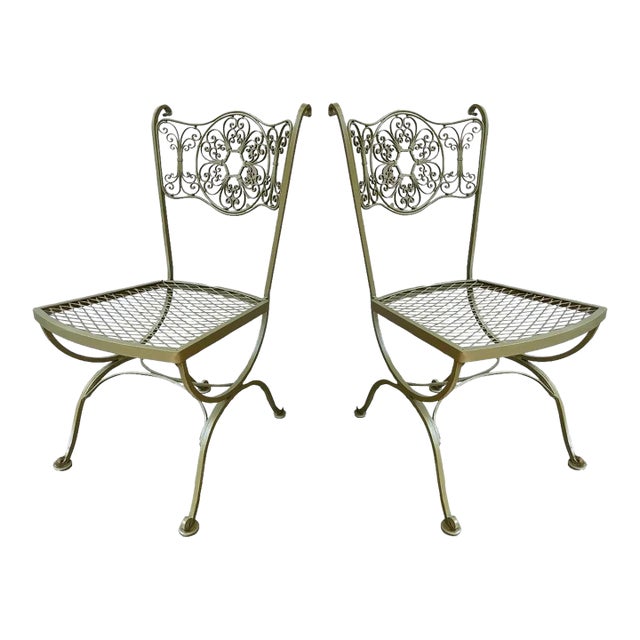 1960s Russell Woodard Andalusian Iron Patio Chairs - Set of 2, Attributed For Sale