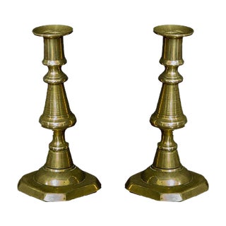 Victorian Brass Candleholders, Set of 2 For Sale