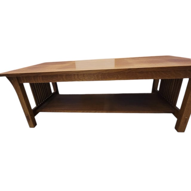 Arts & Crafts Stickley Mission Prairie Oak Spindle Coffee Table For Sale - Image 3 of 3