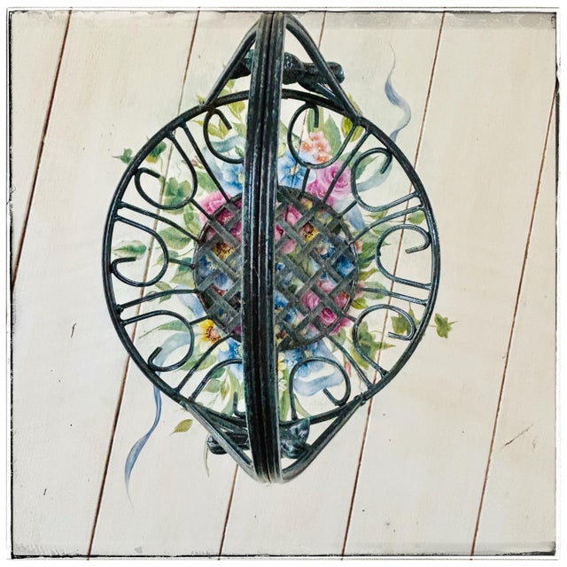 Garden Basket - Planter Vintage Verdigris Iron With Birds For Sale In Columbus - Image 6 of 12