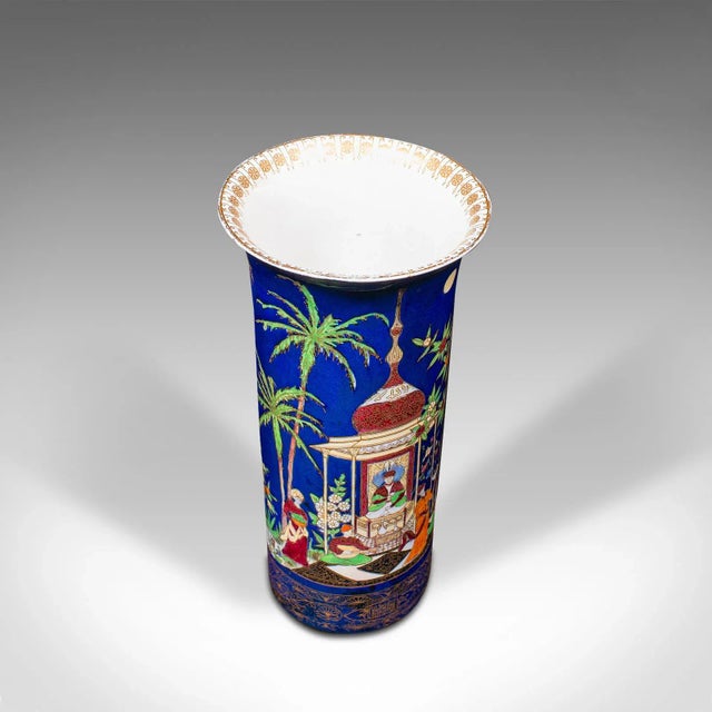 Blue 1920s Antique English Ceramic Decorative Vase For Sale - Image 8 of 13