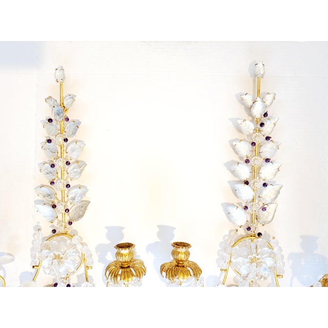French Late 20th Century Bagues Style Rock Crystal Wall Sconces-A Pair For Sale - Image 3 of 11