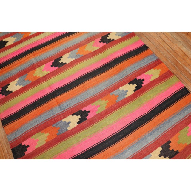 Pop Art Bright Vintage Kilim Wide Runner - 4'10" x 10'6" For Sale - Image 3 of 8