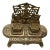 Early 20th Century Antique Brass Double Inkwell Stand and Letter Holder Desk Organizer For Sale