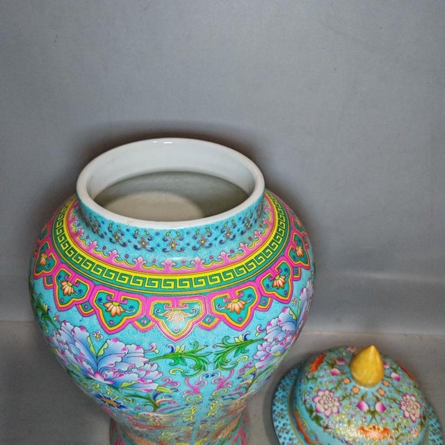 Pair of Large Vintage Cloisonné Enamel Phoenix & Lotus General Jars For Sale In Los Angeles - Image 6 of 9