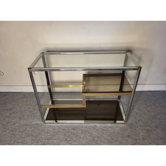 Chrome and Smoked Glass Display Shelf, 1970s For Sale - Image 4 of 12