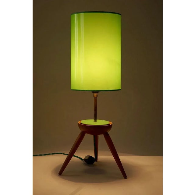 Brown Mid-Century Table Lamp with Wooden Base from Krasna JIzba, 1950s For Sale - Image 8 of 9