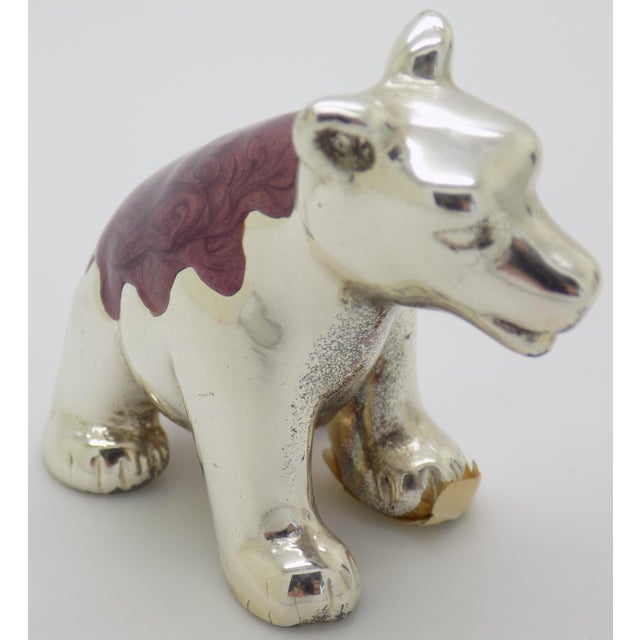 Vintage Italian Handmade Genuine Sterling Silver Enameled Bear Cub Figurine Ottaviani Rome 925 Animal Miniature Cabinet Curiosity Rare Decor For Sale - Image 4 of 11