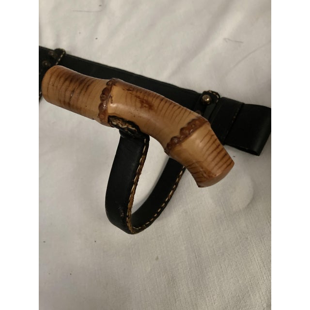 Mid-Century Modern Leather Coat Rack by Jacques Adnet, 1950s For Sale - Image 3 of 8