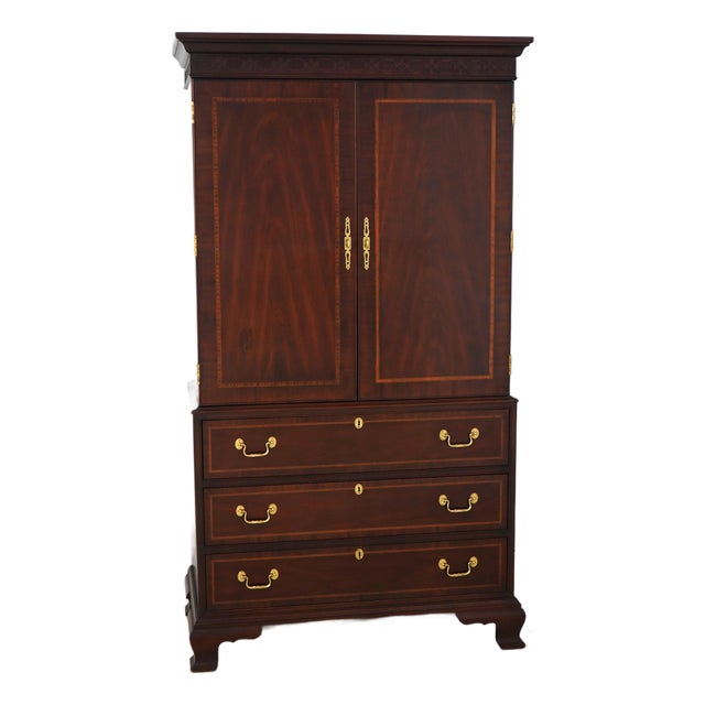 Councill Craftsmen Inlay Mahogany Bedroom Armoire Cabinet For Sale