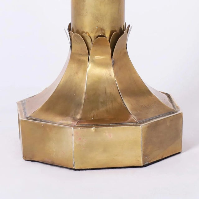 Late 20th Century Mid Century Brass Palm Tree Table Lamp For Sale - Image 5 of 5