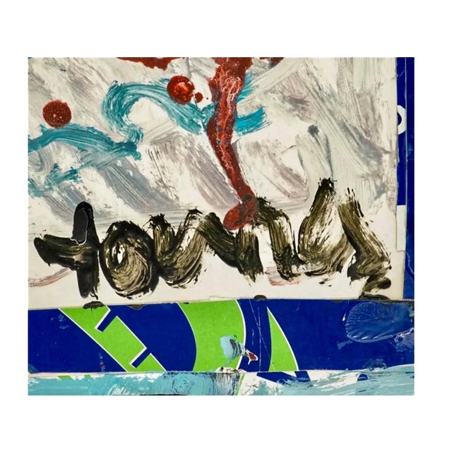 Paint 1990s Purvis Young Folk Outsider Abstract Collage Painting For Sale - Image 7 of 12