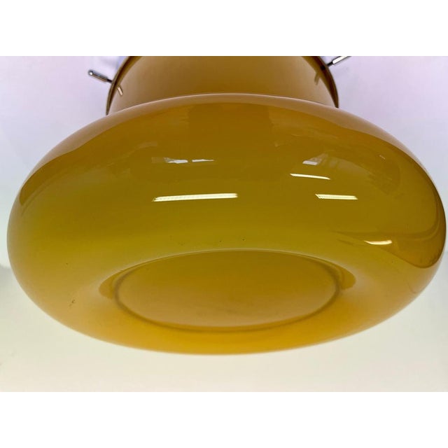 White Mid-Century Hotel Design Ceiling Lamp in Glass and Metal, Czechoslovakia, 1970s For Sale - Image 8 of 11