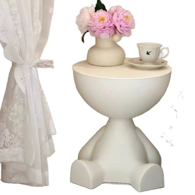 Ins Style Cream Plastic Corner Table For Sale - Image 4 of 6