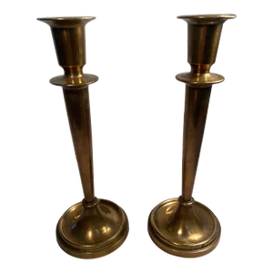 Antique English Pair of Bronze Candlesticks