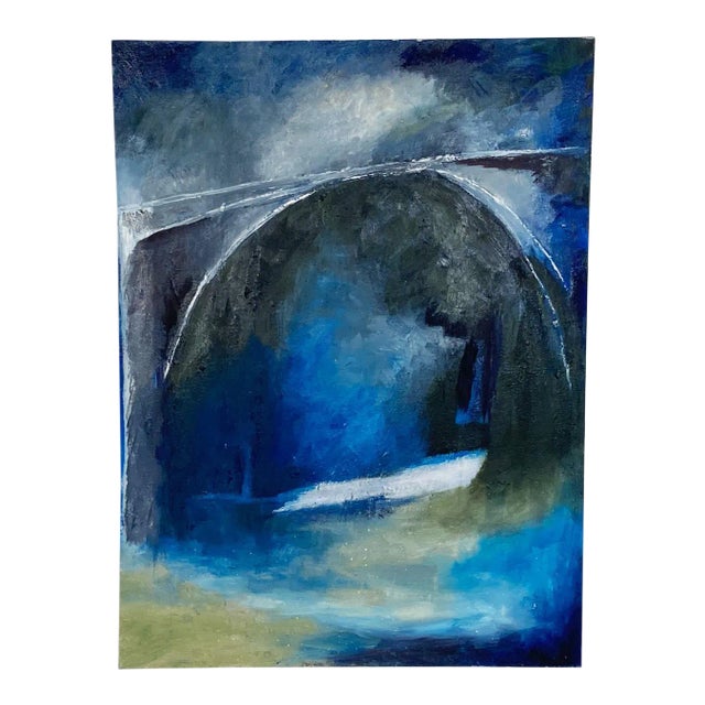 Bridge in Blue, American Circa 1950 For Sale
