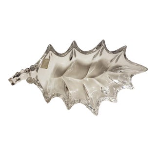 1980s Marquis by Waterford Crystal Holly Leaf Shaped Dish, Made in Germany For Sale
