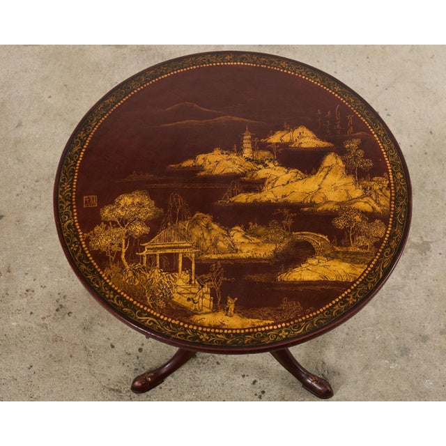 Georgian Style Lacquered Japonisme Tilt Top Center Table For Sale - Image 4 of 12