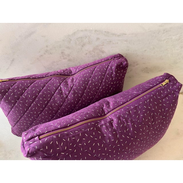 Pair of Purple Vintage Fabric Lumbar Pillow Covers For Sale In Austin - Image 6 of 10