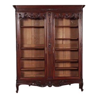 A Two Door Louis XV Style French Oak Bookcase With Adjustabe Shelving. Circa 1900 For Sale