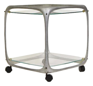 Italian Aluminium Cube Bar Trolley by Burchiellaro Lorenzo, 1970s