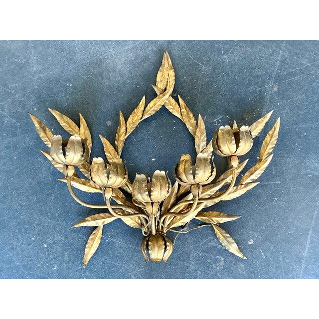 Vintage Regency Laurel Leaf Wall Sconce For Sale In West Palm - Image 6 of 12