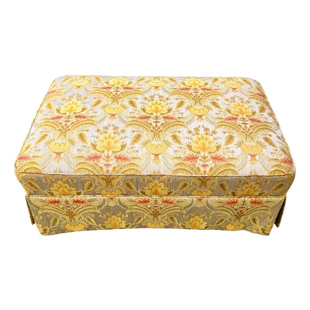 Sherrill Damask Jacquard Tapestry Cotton Rolling Ottoman For Sale