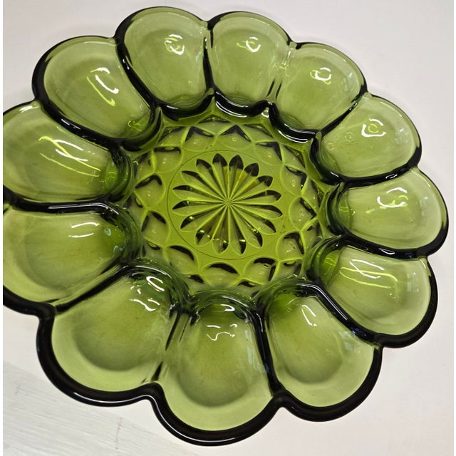 Mid Century Avocado Green Egg Platter For Sale - Image 6 of 9