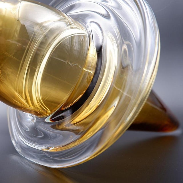 Spinning Top Vase in Honey-Coloured Glass from Schott Studio, German For Sale - Image 8 of 13