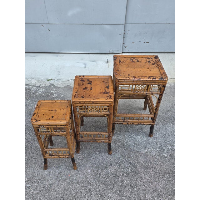 Art Nouveau Bamboo Stacking Tables, Italy, 1920s, Set of 3 For Sale - Image 15 of 17