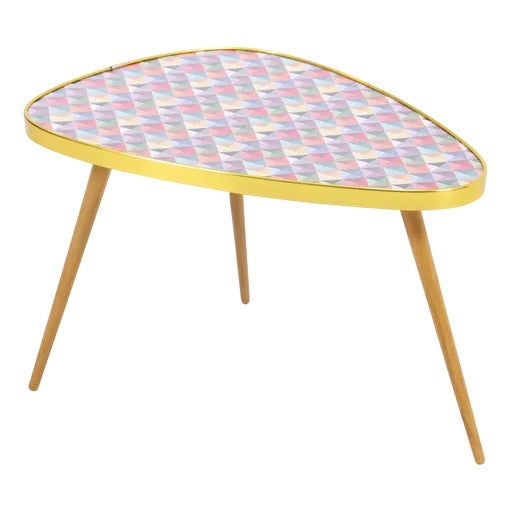 Vintage Flower Table with Colorful Checkered Pattern, 1960s For Sale