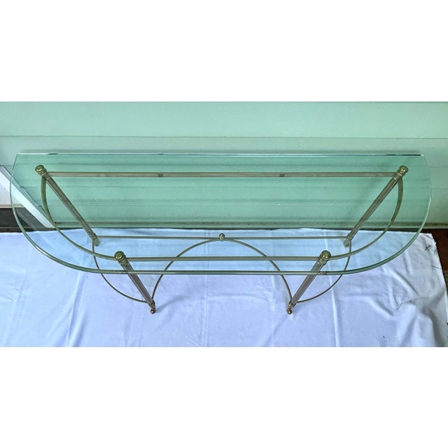 1960s Brass & Glass Demi Lune Console Table – Hollywood Regency For Sale - Image 10 of 10