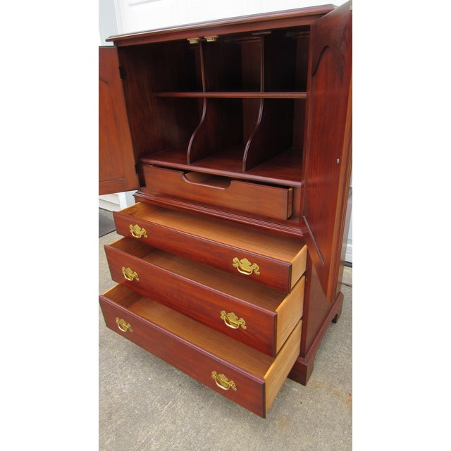 1980s Henkel Harris Cherry Armoire Wardrobe Designer For Sale - Image 10 of 10